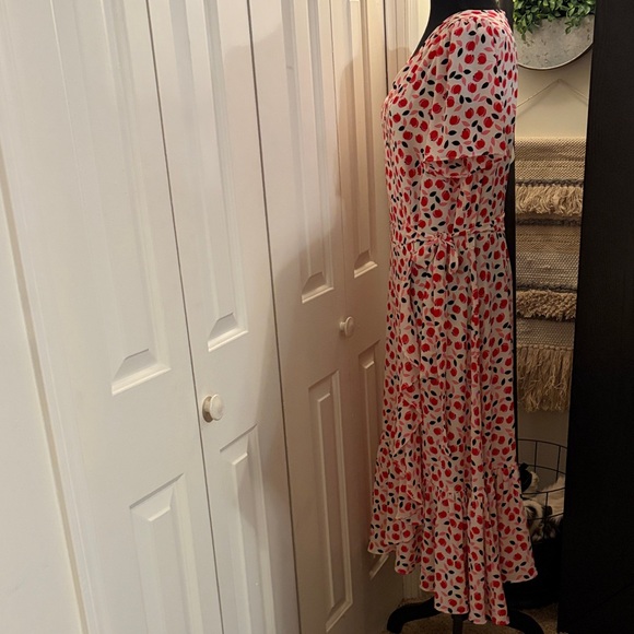 Talbots Red and Black Leaf Print Midi Dress - Picture 3 of 9